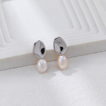 Elegant Gold Pearl Pendant Earrings