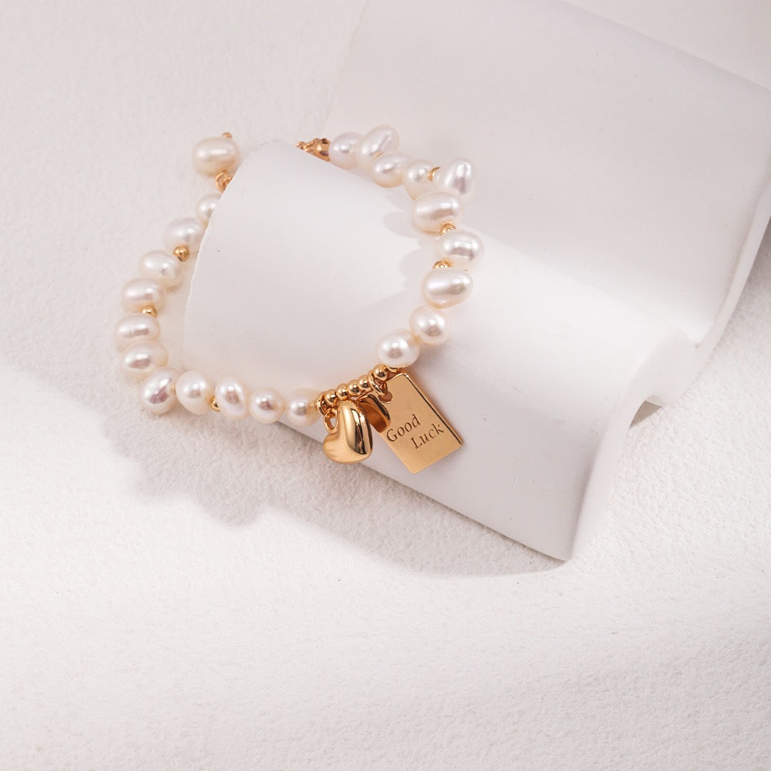 Lucky Heart Pearl Bracelet