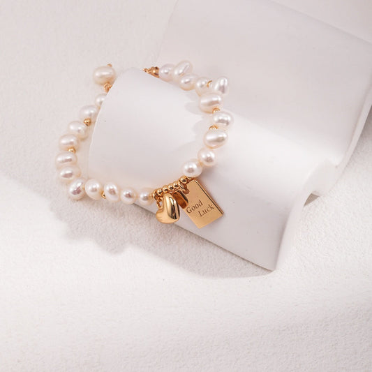 Lucky Heart Pearl Bracelet