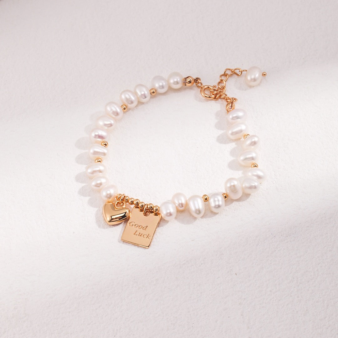 Lucky Heart Pearl Bracelet
