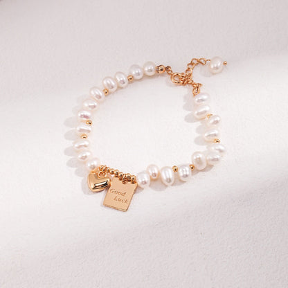 Lucky Heart Pearl Bracelet