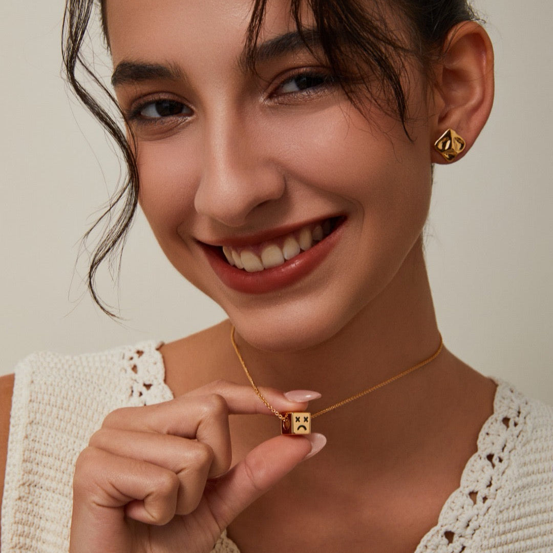 S925 Silver Square Emoji Necklace