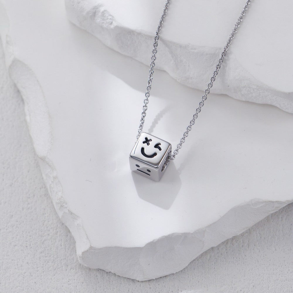 S925 Silver Square Emoji Necklace