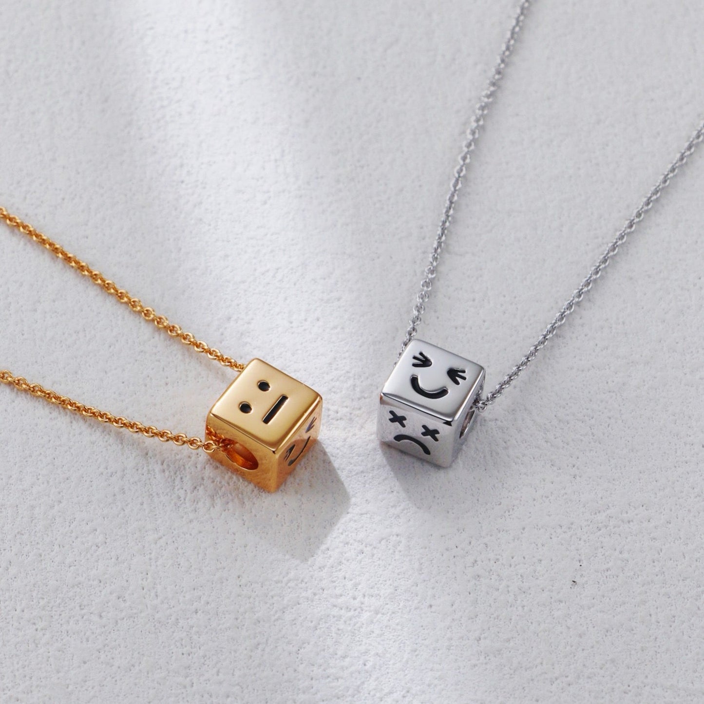 S925 Silver Square Emoji Necklace