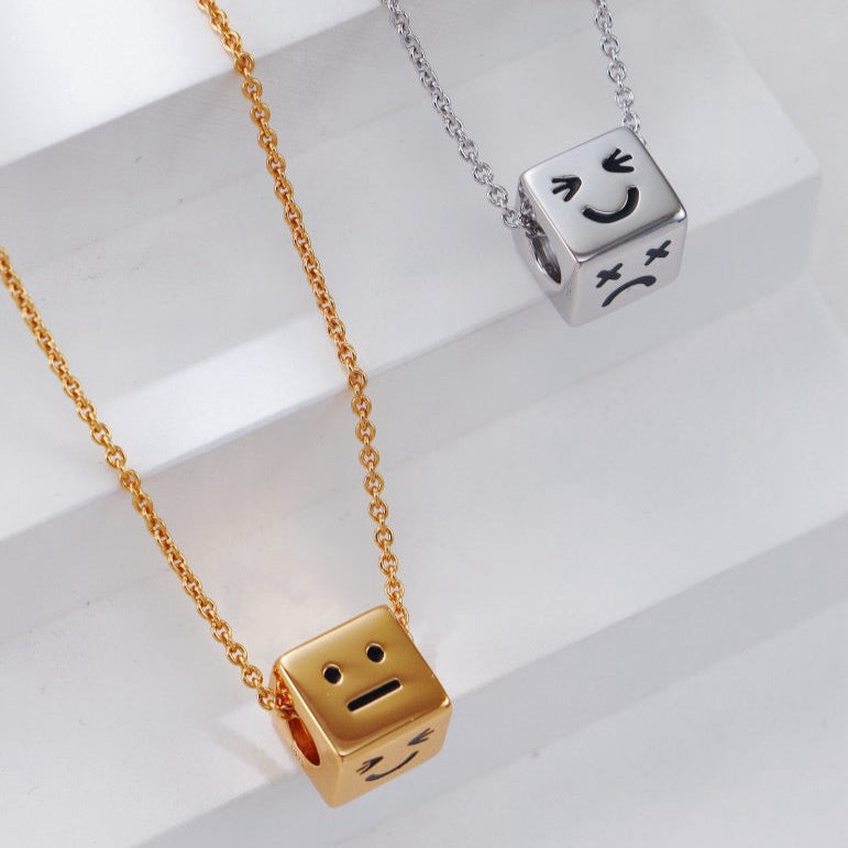 S925 Silver Square Emoji Necklace